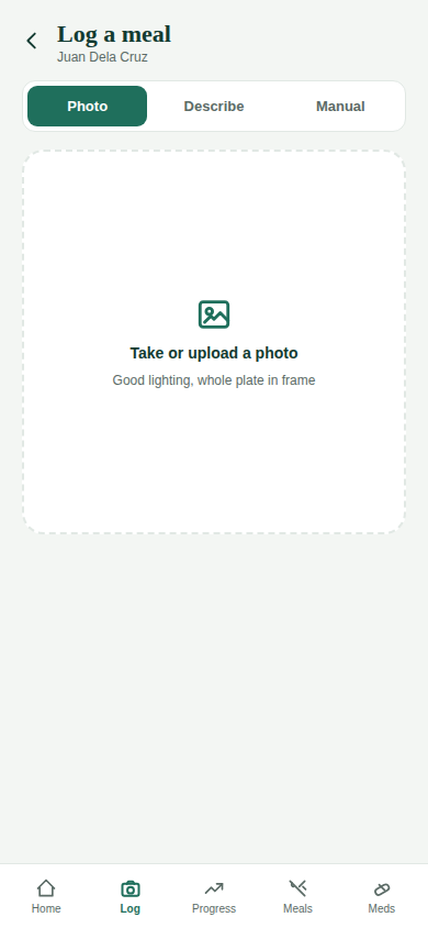 Logging a meal by photo in DishCal PH